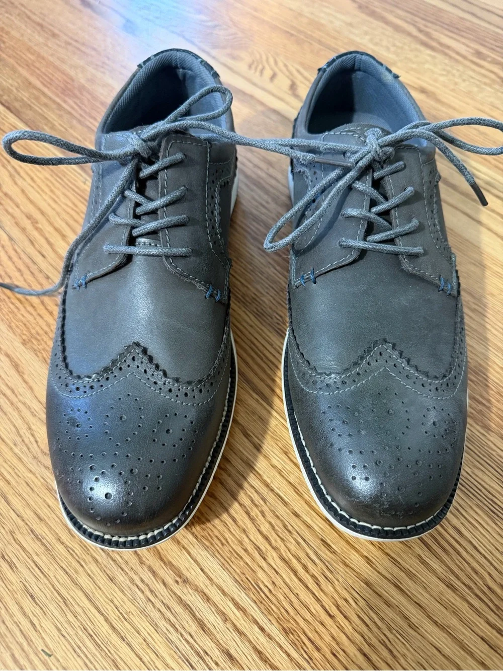 Men's Gray Wingtip Derby Oxfords - Casual Comfort
